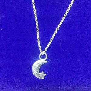 Silver necklace 18in with moon and stars charm